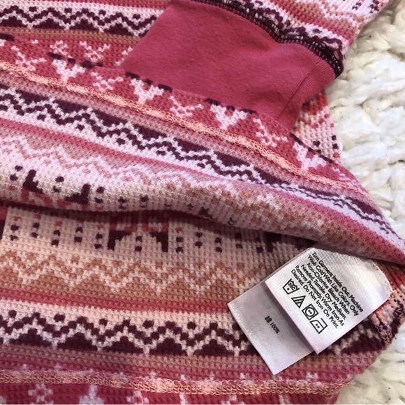 Eddie Bauer Fair Isle waffle knit long sleeve pink top size M - Picture 4 of 4